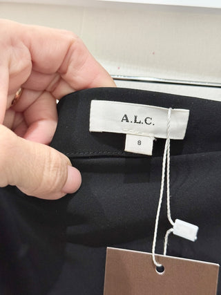 A.L.C. Dixie Asymmetrical Midi Skirt w/ Chantilly Lace Trim Black Women's Size 6