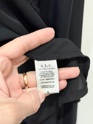 A.L.C. Dixie Asymmetrical Midi Skirt w/ Chantilly Lace Trim Black Women's Size 6