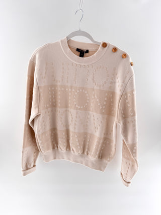 Louis Vuitton Cream textured monogram buttoned sweater, M