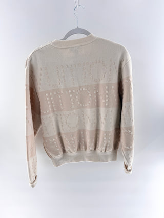 Louis Vuitton Cream textured monogram buttoned sweater, M