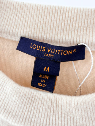 Louis Vuitton Cream textured monogram buttoned sweater, M