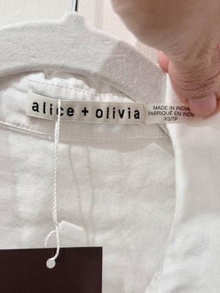 Alice & Olivia Onella Embroidered Button Front Blouse Shirt White Womens Size XS