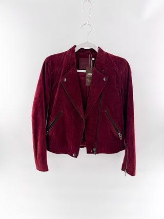 Blank NYC 100 % leather suede moto jacket with asymmetric zip front & silver hardware, xs