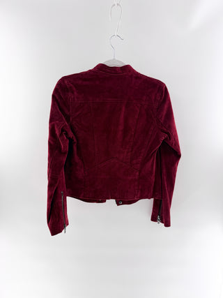 Blank NYC 100 % leather suede moto jacket with asymmetric zip front & silver hardware, xs