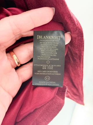Blank NYC 100 % leather suede moto jacket with asymmetric zip front & silver hardware, xs