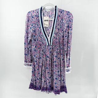 Poupette St Barth Estelle V-Neck Mini Dress with Tassel Trim Blue Aster Womens S