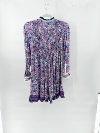 Poupette St Barth Estelle V-Neck Mini Dress with Tassel Trim Blue Aster Womens S