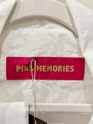 Pink Memories Long Sleeve Notch Lapel Oversized Blazer Jacket White Women's S