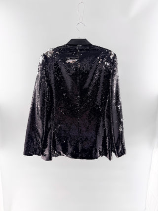 I.N.C Shiny black sequin tuxedo blazer, S