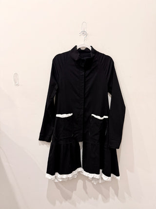 Tadaski Trimmed Jersey Long Sleeve High Neck Long Jacket Black/White Women's S