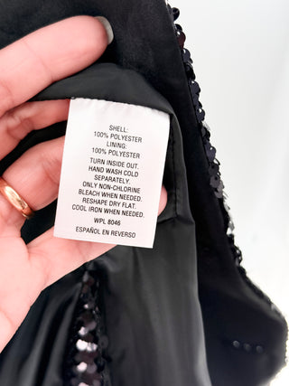 I.N.C Shiny black sequin tuxedo blazer, S