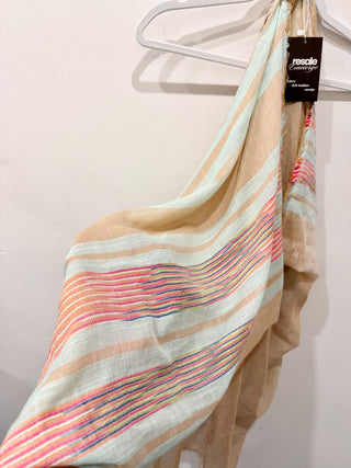 NWT Pool to Party by Subtle Luxury Striped Vest Dress Cover Up Beige/Blue OS