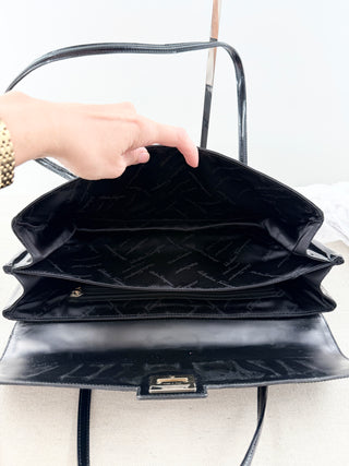 Ferragamo patent leather vintage bag with gancini buckle