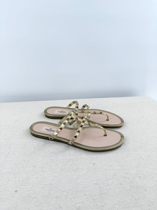 Valention Gravani 10MM Summer Rockstud PVC Slide Sandals Gold Women's EU 39