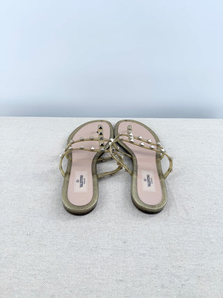Valention Gravani 10MM Summer Rockstud PVC Slide Sandals Gold Women's EU 39