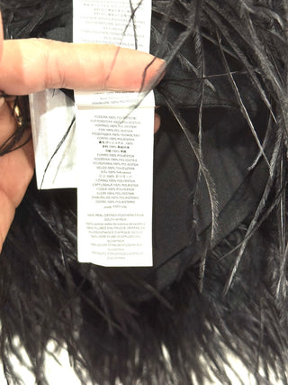 NWT Michael Kors Feather Trim Stretch Crepe Mini Shift Dress Black Womens Size 2