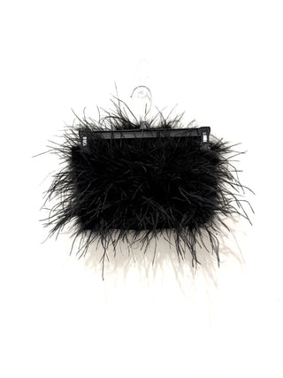 NWT Michael Kors Feather Embellished Crepe Strapless Tube Top Black Women's XS