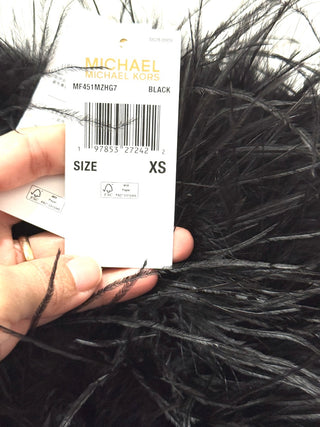 NWT Michael Kors Feather Embellished Crepe Strapless Tube Top Black Women's XS