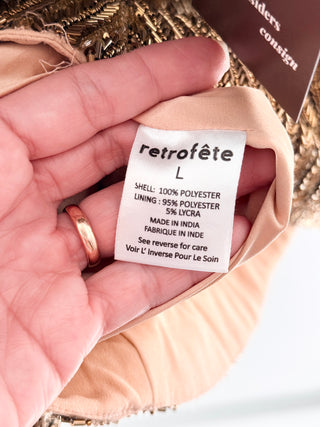 Retrofete beaded strapless mini dress, L