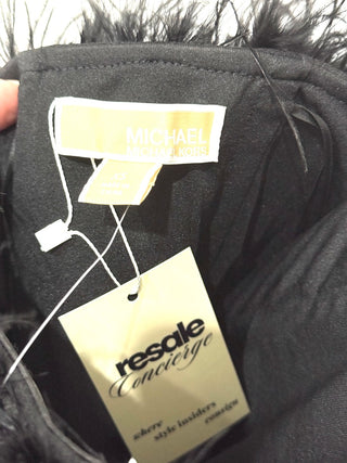 NWT Michael Kors Feather Embellished Crepe Strapless Tube Top Black Women's XS