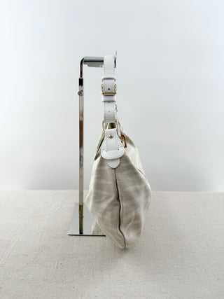 Fendi vintage zebra canvas hobo bag with FF logo tag