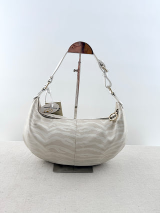 Fendi vintage zebra canvas hobo bag with FF logo tag