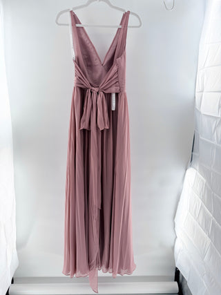 Azazie Kora A-Line Pleated Chiffon Bridesmaid Dress Desert Rose Womens Size A4