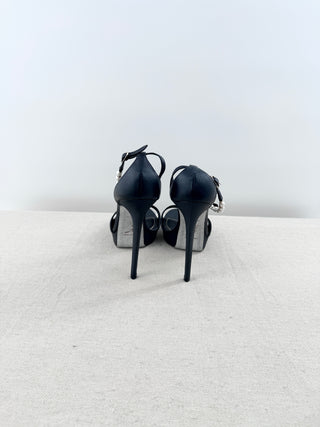 NWT Rene Caovilla Bead & Bow T-Strap Platform Sandals Black Women's Size EU 40