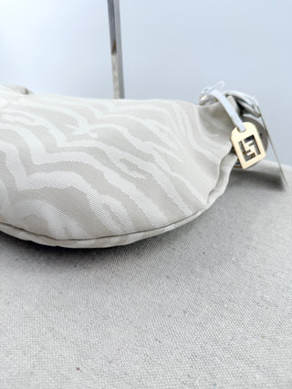Fendi vintage zebra canvas hobo bag with FF logo tag