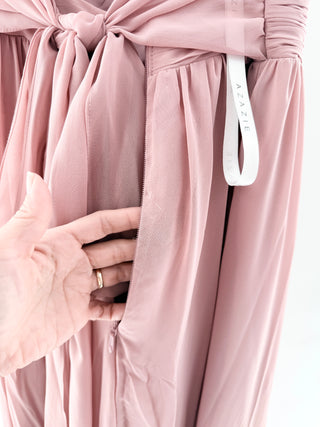 Azazie Kora A-Line Pleated Chiffon Bridesmaid Dress Desert Rose Womens Size A4
