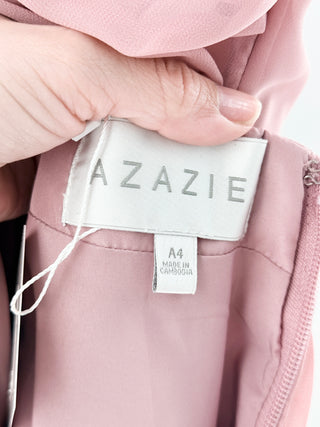 Azazie Kora A-Line Pleated Chiffon Bridesmaid Dress Desert Rose Womens Size A4