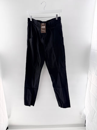 Valentino silk paperbag waist trousers with self tie belt, side pockets, tapered leg & slit hems, 8