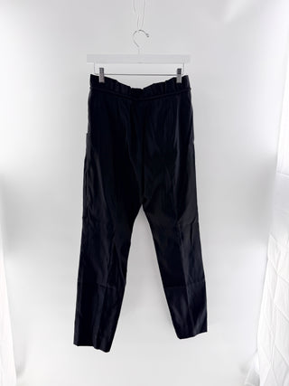 Valentino silk paperbag waist trousers with self tie belt, side pockets, tapered leg & slit hems, 8