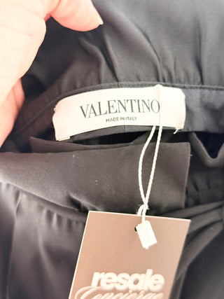 Valentino silk paperbag waist trousers with self tie belt, side pockets, tapered leg & slit hems, 8