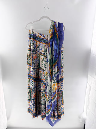 Purificacion Garcia printed wide leg pants with matching satin scarf, 38