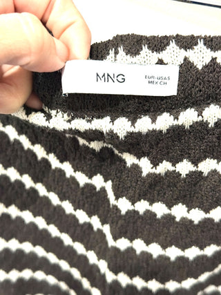 Mango MNG Striped Knitted Top & Straight Pants Lounge Set Brown/White Small