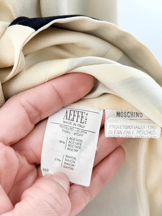 Cheap & Chic by Moschino Puzzle Piece Notch Lapel Blazer Cream Black Womens US 6