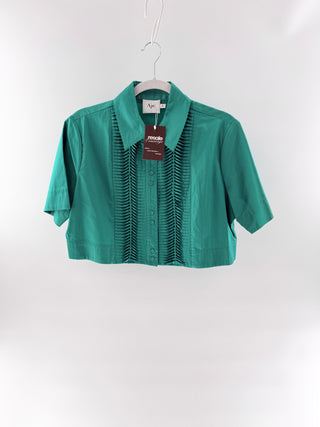 Aje Short-Sleeve Cropped Button-Up, 8