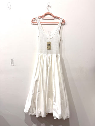 ASTR The Label Sleeveless Sheer Contrast Bubble Hem Maxi Dress White Womens Sz S