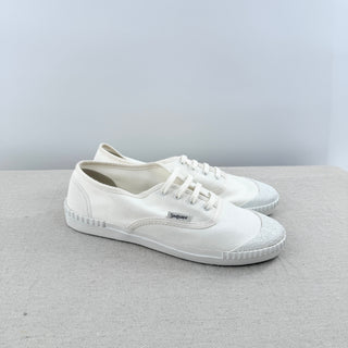 NWT Saint Laurent Olana Canvas Low Top Cap Toe Sneakers White Milk Womens 41