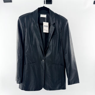Z Supply Faux Leather Long Sleeve Single Breasted Blazer Jacket Black Womens M