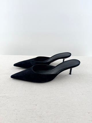 Schutz pointy toe suede kitten heel mules, 9