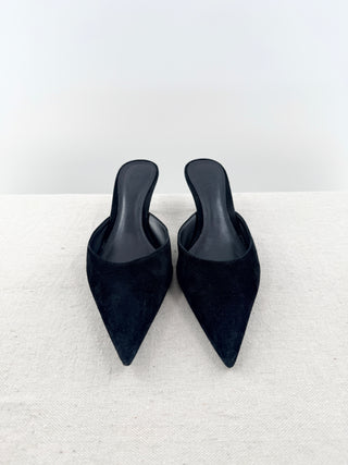 Schutz pointy toe suede kitten heel mules, 9