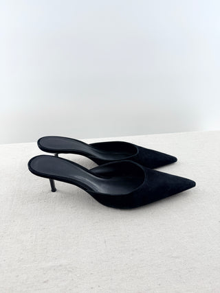Schutz pointy toe suede kitten heel mules, 9