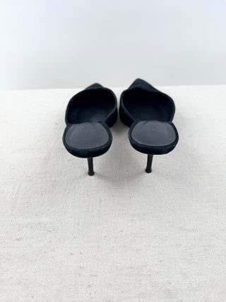 Schutz pointy toe suede kitten heel mules, 9