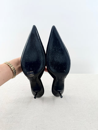 Schutz pointy toe suede kitten heel mules, 9
