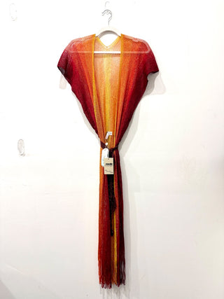 NWT Luli Fama Sunshine Addict Poncho Long Kaftan Cover Up Sunset One Size