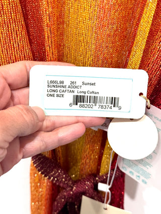 NWT Luli Fama Sunshine Addict Poncho Long Kaftan Cover Up Sunset One Size