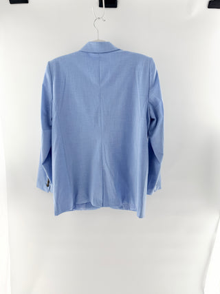 NWT Ann Taylor Long Sleeve Single Breasted Longline Blazer Blue Women Petite 12P