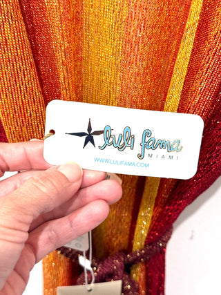 NWT Luli Fama Sunshine Addict Poncho Long Kaftan Cover Up Sunset One Size